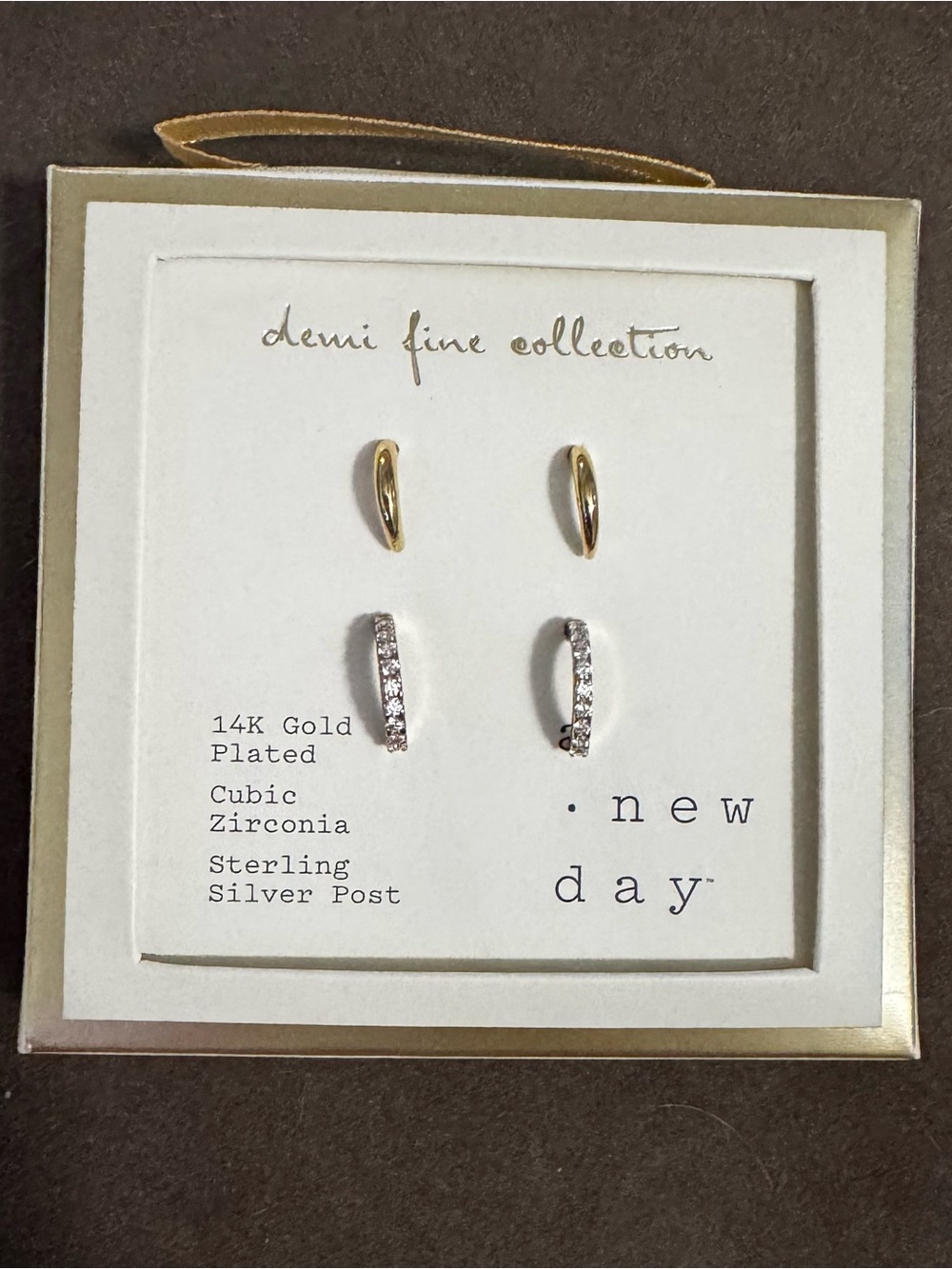 Target Gold-Plated Tiny Hoop and CZ Huggie Earring Set - Gold & Silver